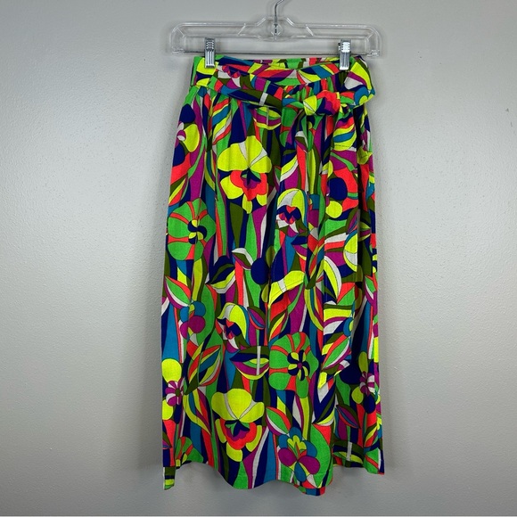 Dresses & Skirts - Vintage Handmade Vibrant 60s 70s Psychedelic Midi Skirt Womens XXS Maximalist